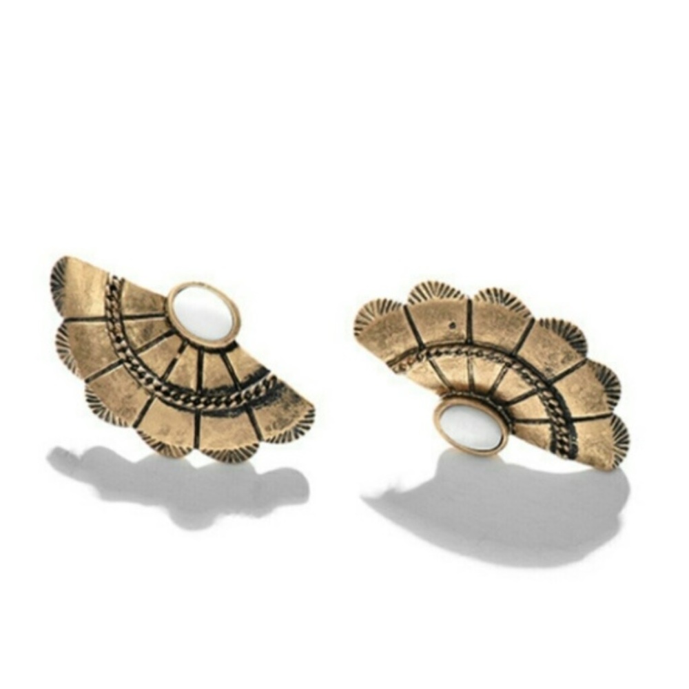 Sea Goddess Fan Stud Earrings Gold